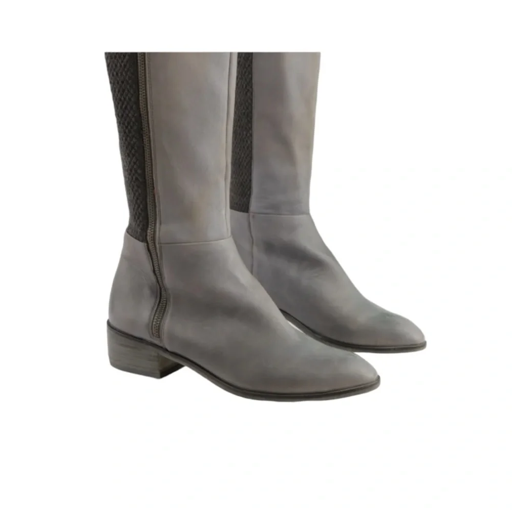 Elliott Lucca Gray Leather Knee-High Boots Size 8.5
